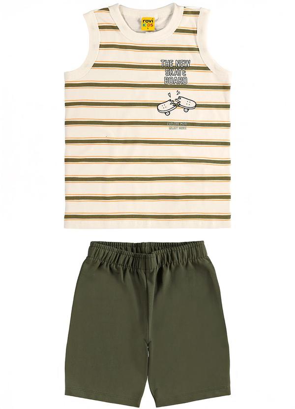 Conjunto Camiseta com Bermuda Meia Malha Bege