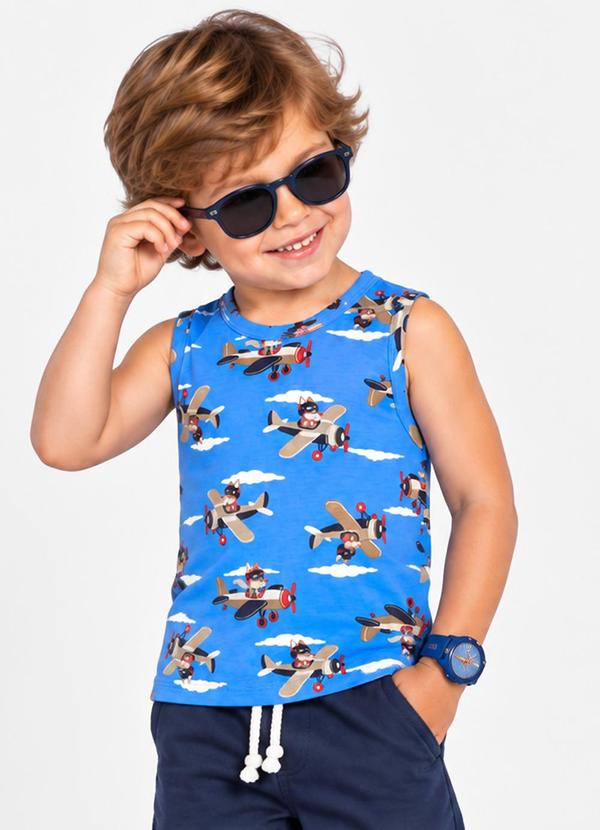 Machao Infantil em Malha Cotton Azul