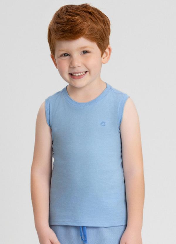 Regata Básica Meia Malha para Meninos Azul