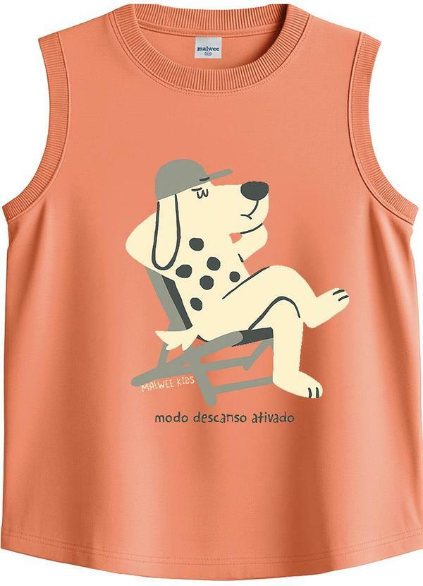 Regata Cachorrinho em Malha Laranja Pastel