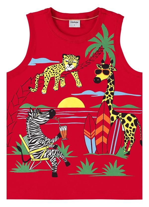 Regata Infantil Masculina em Meia Malha Vermelho