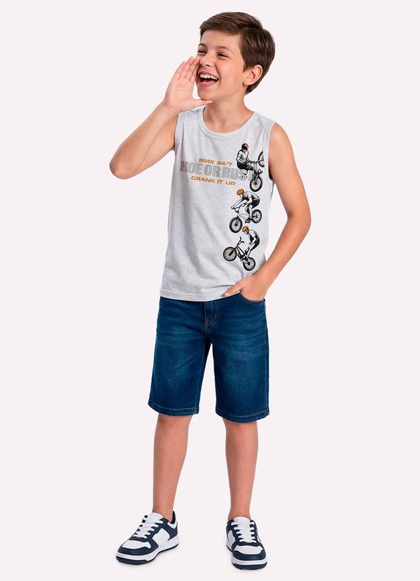 Regata Infantil Menino Bicicletas Cinza