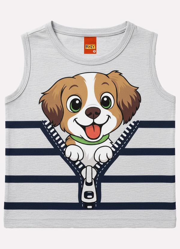 Regata Infantil Menino Cachorrinho Cinza