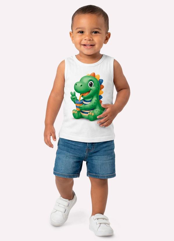 Regata Infantil Menino Dinossauro Branco