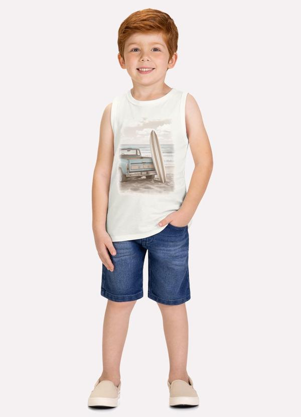 Regata Infantil Menino em Algodão Branco