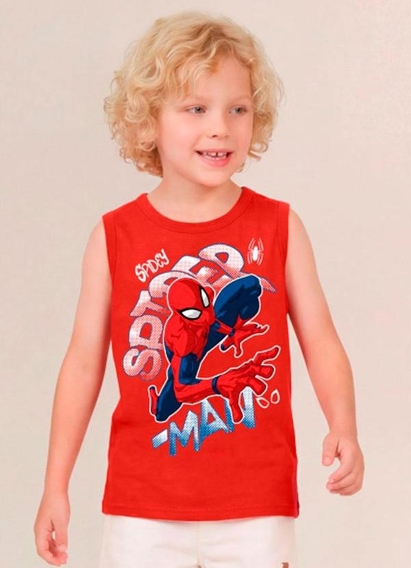 Regata Infantil Menino em Meia Malha Vermelho