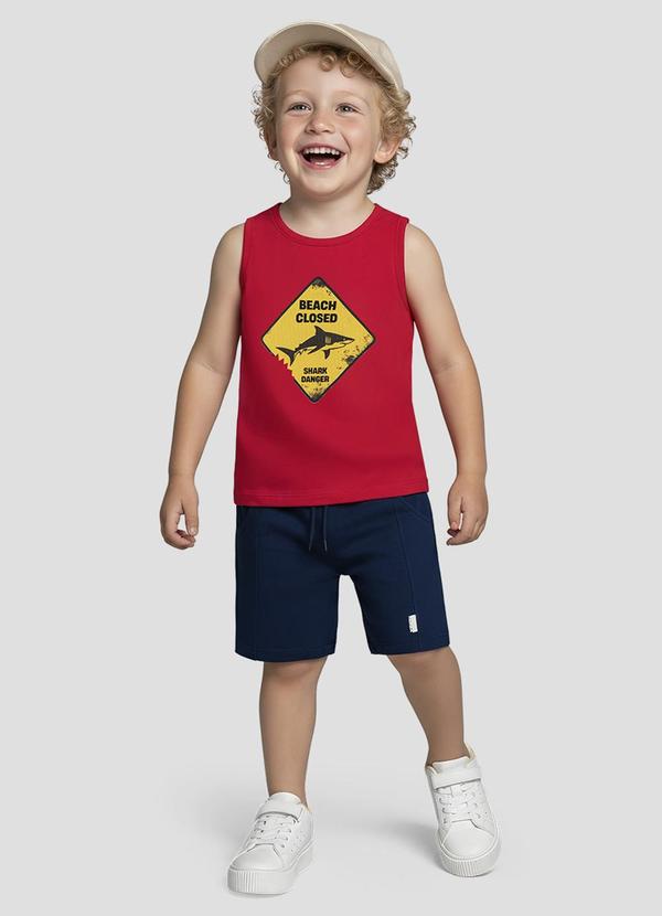 Regata Infantil Menino Meia Malha Vermelho