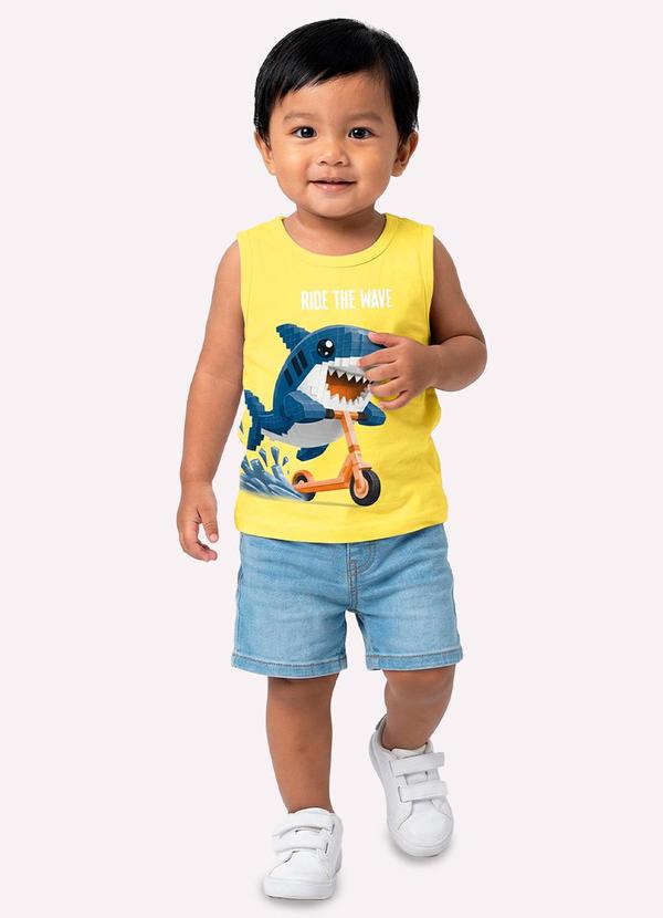 Regata Infantil Menino Tubarão Amarelo