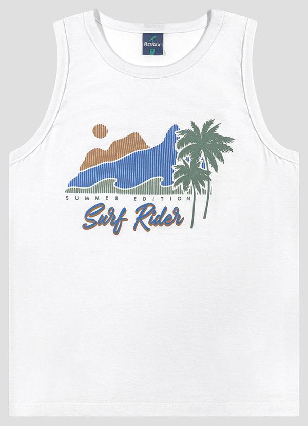 Regata Menino Meia Malha Estampada Branco