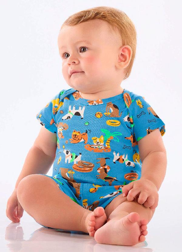 Short para Bebê Menino em Suedine Azul