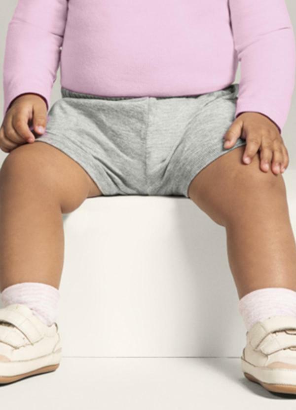 Shorts Bebê Unissex em Malha Cinza