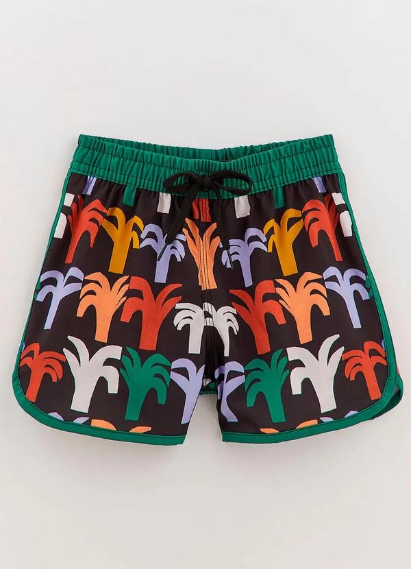 Shorts de Poliéster Rio Arvoredo Preto