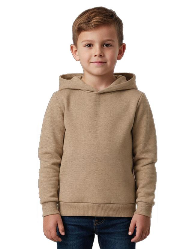 Blusão Suéter em Tricot com Capuz Areia