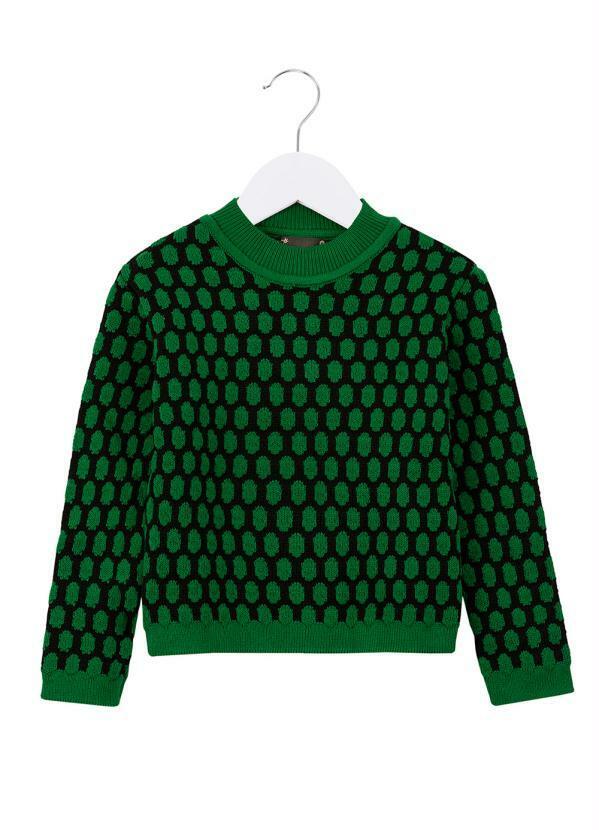 Vista 2 Casaco de Tricot Ponto-Pipoca Verde Bento Bento