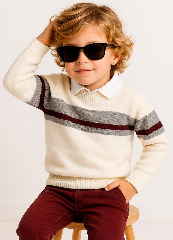 Sueter Infantil com Detalhe em Listra Bege