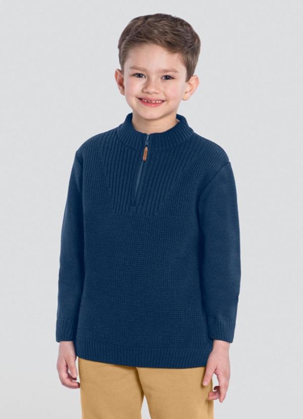 Suéter Infantil Menino Texturizado Azul