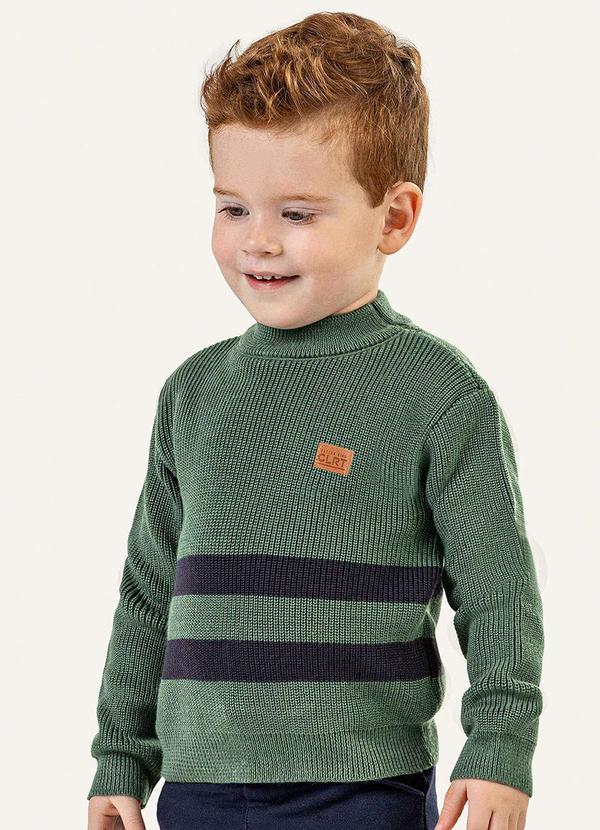 Suéter Infantil Menino Tricô Listrado Verde