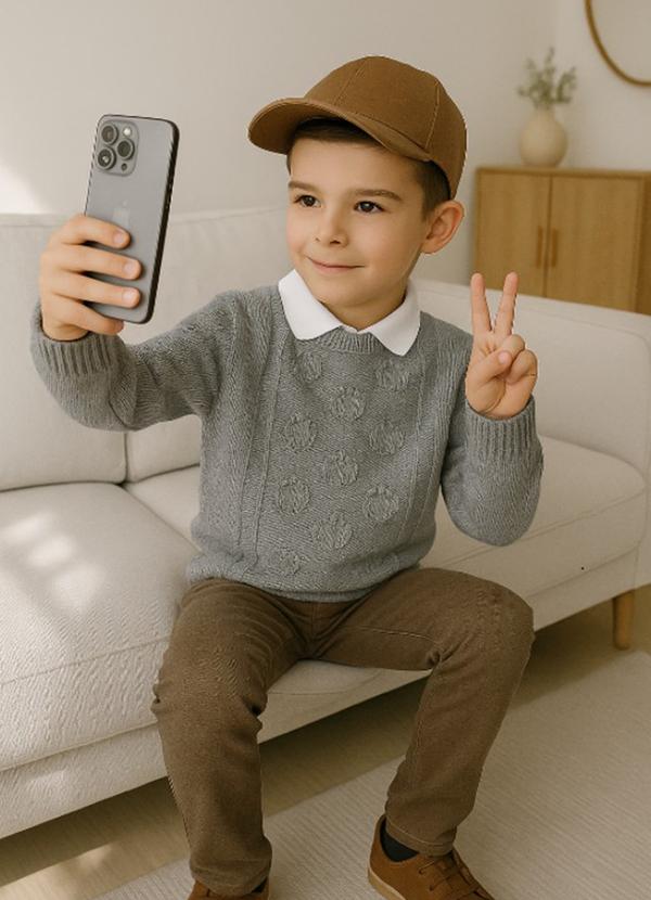 Suéter Infantil Tricot Conforto Clássico Cinza
